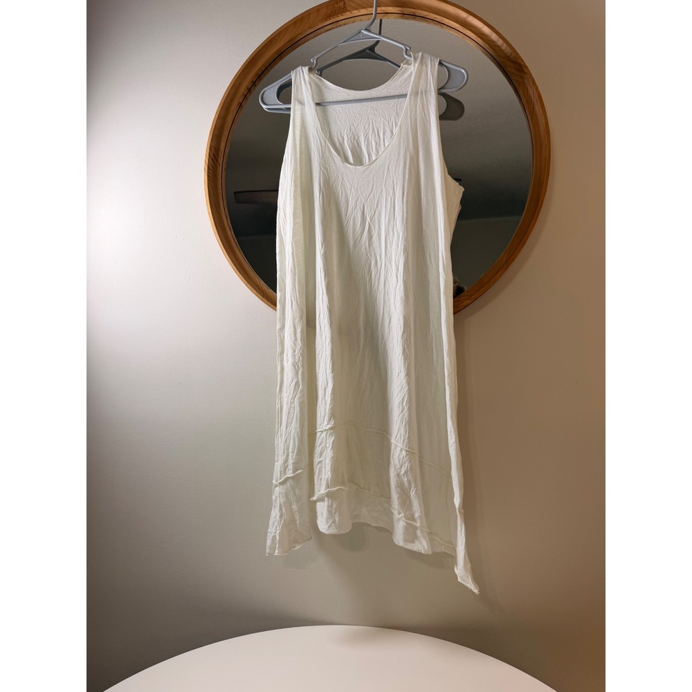Unbranded Tunic Dress Womens OS White Excellent Boho Sharkbite Hem Sleeveless - Picture 5 of 5